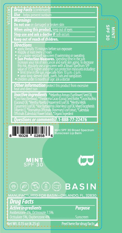 84603-112-01 LM37321A Basin Mint SPF 30 Broad Spectrum Sunscreen Lip Balm 2025-7-16.jpg Basin MInt SPF 30 Broad Spectrum Sunscreen Lip Balm 0.15 oz Label Artwork - 84603 112 01 LM37321A Basin Mint SPF 30 Broad Spectrum Sunscreen Lip Balm 2025 7 16